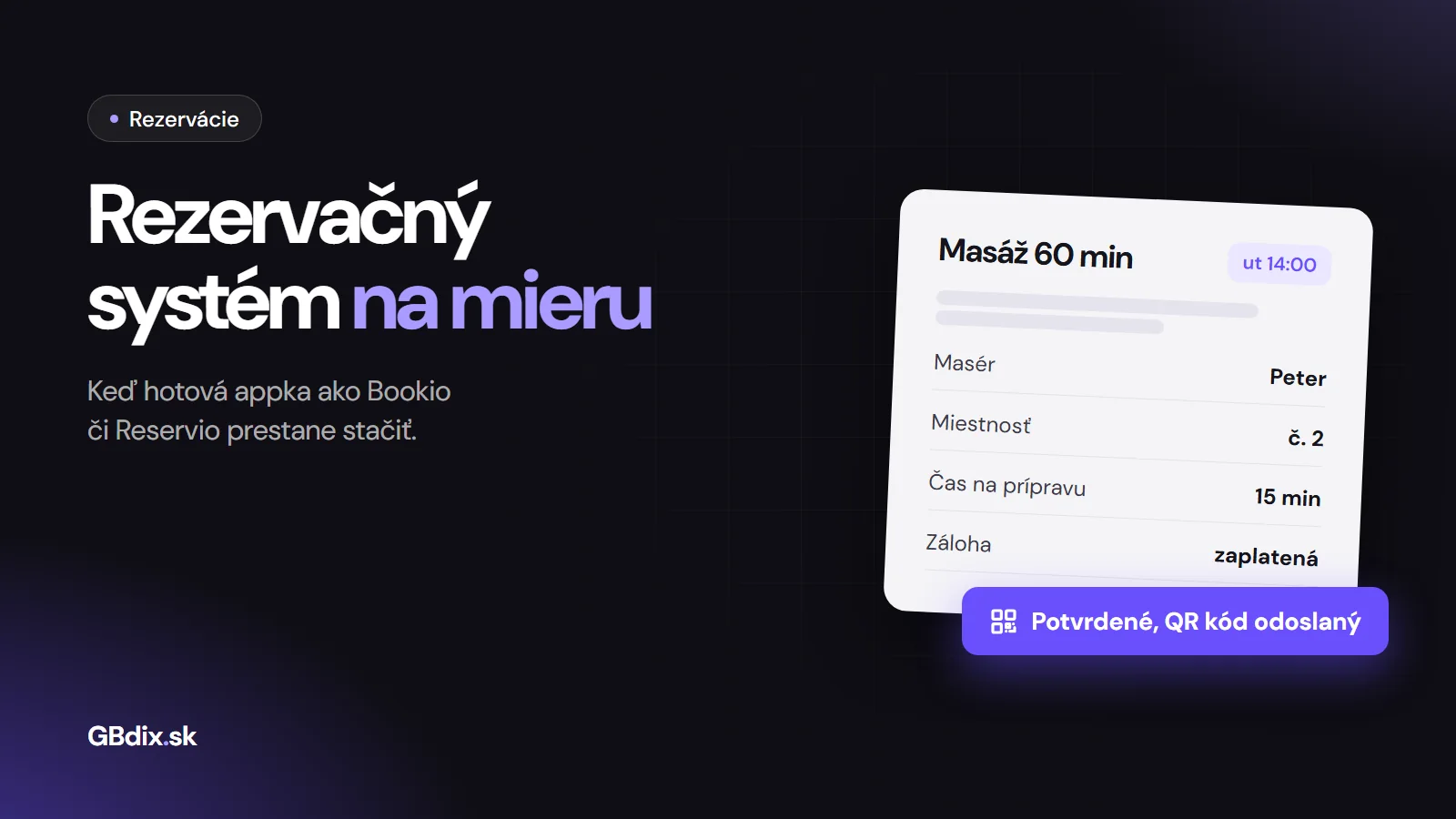 Rezervačný systém na mieru: rezervácia masáže, ktorá blokuje maséra, miestnosť aj čas na prípravu